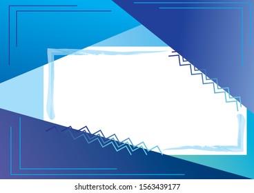 abstract blue frame with triangles on the sides for photo, for test