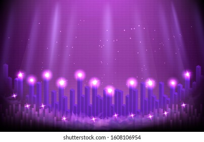 abstract blue futuristic background of building tower internet connection and smoke
