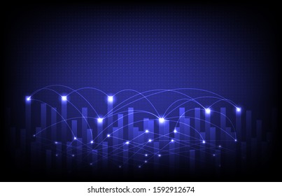 abstract blue futuristic background of dot glowing internet connection 