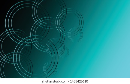 Abstract blue futuristic background with glowing neon circles. Vector graphic illustration.