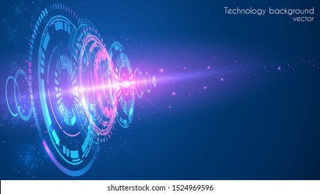 Abstract blue futuristic background. Vector. Hi-tech illustration. Futuristic software radar display. HUD user interface. Energy loading scale. Science and space technology. 
