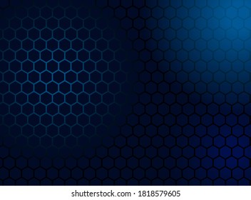 Abstract blue of futuristic surface hexagon pattern with light rays. 3D Rendering

