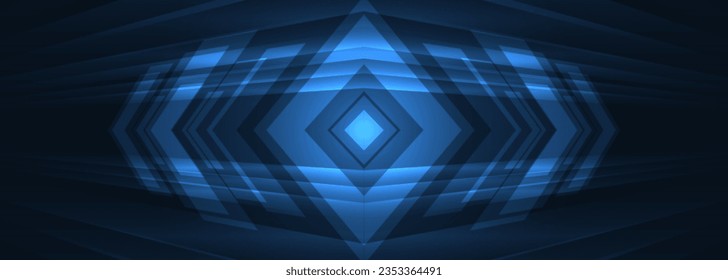 Abstract blue futuristic technology background concept high-speed movement with dynamic motion blue hi tech digital arrows and rhomb. Vector illustration