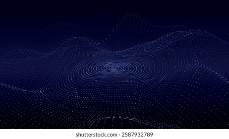 Abstract blue futuristic wave. Flow of particles. Big data transfer visualization. Vector illustration.