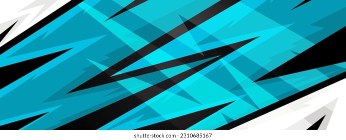 Abstract blue gaming background in futuristic style. Wide banner design.