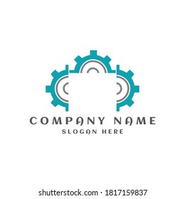 abstract blue gear logo design