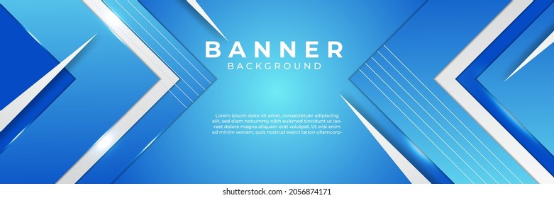 Abstract blue geometric background. 3D perspective background with 3D lines. Modern abstract gradient dark navy blue banner background