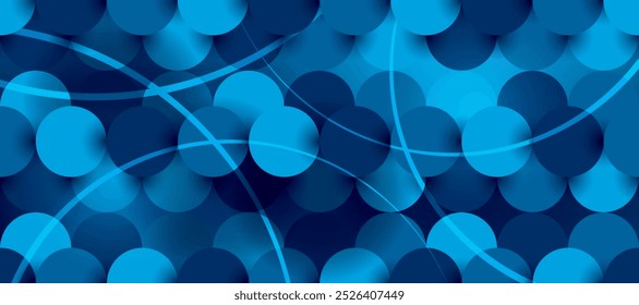 Abstract blue geometric background. Circle shapes pattern in vector graphic.