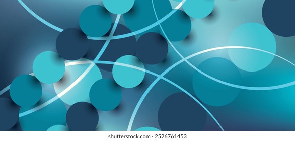 Abstract blue geometric background. Circle shapes pattern in vector graphic.