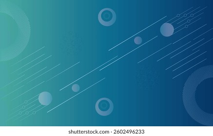 Abstract Blue Geometric Background with Circles and Lines, Vector illustration.