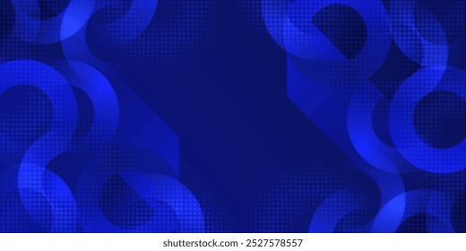 Fundo geométrico azul abstrato com formas circulares e efeito de meio-tom