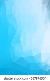Abstract blue geometric background consisting of colored triangles. Low poly pattern, vertical format.