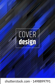 Abstract blue geometric background cover design