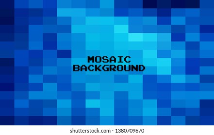 Abstract Blue geometric Background, Creative Design Templates. Pixel art Grid Mosaic, 8 bit vector background.