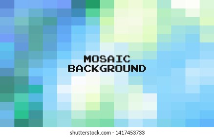 Abstract Blue geometric Background, Creative Design Templates. Pixel art Grid Mosaic, 8 bit vector background.