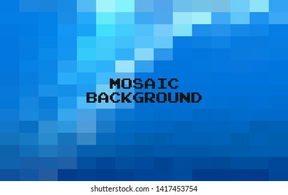 Abstract Blue geometric Background, Creative Design Templates. Pixel art Grid Mosaic, 8 bit vector background.