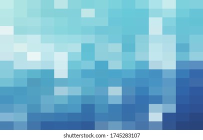 Abstract Blue geometric Background, Creative Design Templates. Pixel art Grid Mosaic, 8 bit vector background.