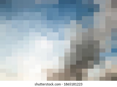 Resumen Fondo geométrico azul, Plantillas de diseño creativo. Mosaico de cuadrícula de arte de píxeles, fondo vectorial de 8 bits.