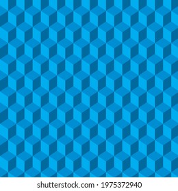 Abstract blue geometric background with cubes on white background. Vector pattern.