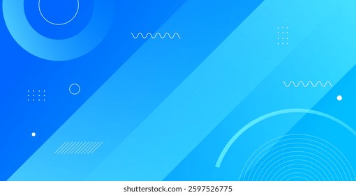 Abstract blue geometric background with dynamic shapes composition, creating a modern and stylish vector illustration for digital designs.