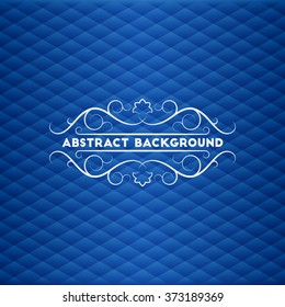 Abstract blue geometric background with elegant calligraphic floral frame for your design
