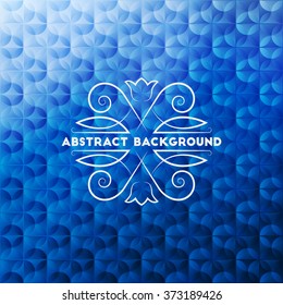 Abstract blue geometric background with elegant calligraphic floral frame for your design