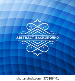 Abstract blue geometric background with elegant calligraphic floral frame for your design