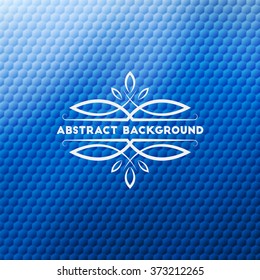 Abstract blue geometric background with elegant calligraphic floral frame for your design