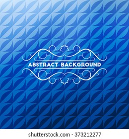 Abstract blue geometric background with elegant calligraphic floral frame for your design
