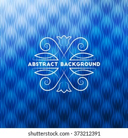 Abstract blue geometric background with elegant calligraphic floral frame for your design