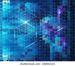 Abstract blue geometric background with glow Eps 10.