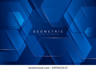 Abstractas fondo geométrico azul con elemento de líneas de oro. Diseño de Formas hexagonales modernas. Estilo de lujo. Concepto de tecnología futurista. Traje para el Anuncio, cartel, folleto, presentación, cubierta, Sitio web