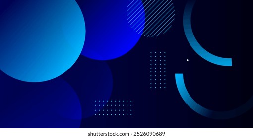 Abstrakter, blauer, geometrischer Hintergrund mit Farbverlauf. Dynamische Formenzusammensetzung. Vektorgrafik
