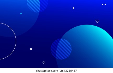 Abstract blue geometric background with gradient colors and circular shapes. Vector illustration