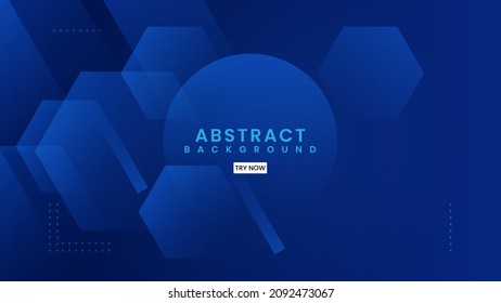 Abstract blue geometric background with hexagonal elements.Blue color gradation. futuristic concept for graphic design, background, web design, poster, banner, book, slideshow