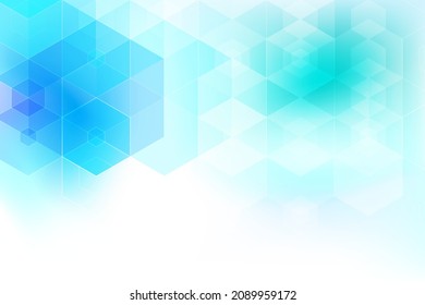 Abstract blue geometric background. Blue hexagons and triangles