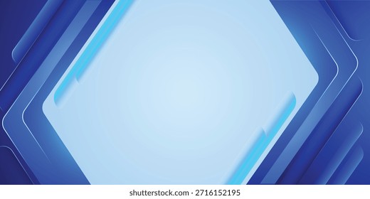 Fondo geométrico azul Abstractas con Formas cuadradas en capas e iluminación de gradiente suave. Diseño limpio moderno con bordes suaves, efecto de profundidad y espacio de copia vacío en el centro, adecuado para tecnología, corporativo, presentación digital, Anuncio de Sitio web, Plantilla de negocios, fondo de interfaz de usuario y conceptos futuristas. Estilo minimalista con tonos azules frescos y aspecto profesional.