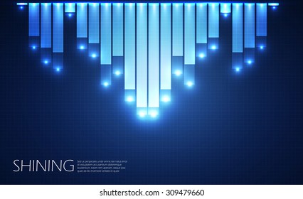 Abstract blue geometric background with light. Vector illustration