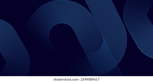 Abstract blue geometric background. Modern futuristic graphic. Geometric round lines pattern.