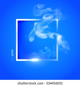 Abstract blue geometric background in modern minimalist style with square and smoke. Simple basic shape easy editable for banner, poster, postcard, cover, brochure. Trendy vector illustration.