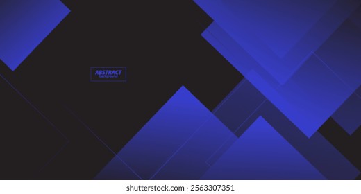 Abstract blue geometric background overlap template with simple square pattern. Black background with trendy shape design. Vector Eps10