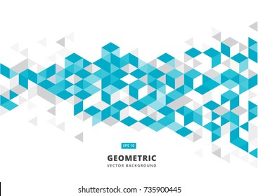 abstract blue geometric background with polygonal triangles, cube pattern.Template design with color triangle for brochure, leaflet, flyer design. Vector Illuatration