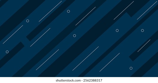 Abstract blue geometric background with white lines and circle design.