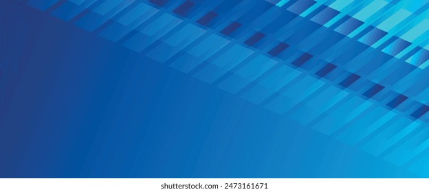 abstract blue geometric banner background with overlapping diagonal layers