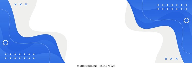 Abstract blue geometric banner background with fluid wave shapes. Modern dynamic wallpaper. Template banner background for sales, ads, events, web, pages, and headers