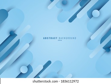 Resumen de forma de línea redondeada de círculo geométrico azul que se solapa sobre fondo azul claro. Ilustración del vector