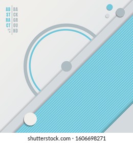 Abstract blue geometric circles, triangles overlapping on white background with space for your text. Vector illustration