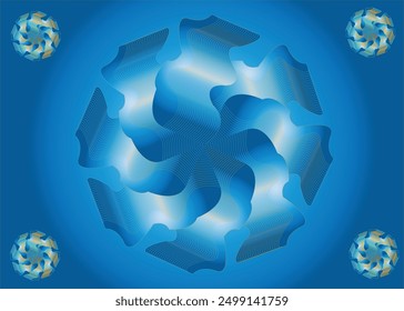 Abstract Blue Geometric Design with Rotating Shapes – Dynamic and Modern Art, Symmetrical Pattern, Perfect for Digital Projects, Backgrounds, Wall Art, Futuristic Themes, and Creative Graphic Design"