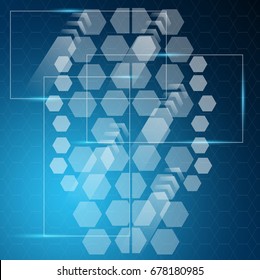 Abstract blue geometric digital technology arrows concept background. vector illustration. eps10