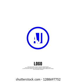 abstract blue geometric elegant circle AJ logo letters design concept